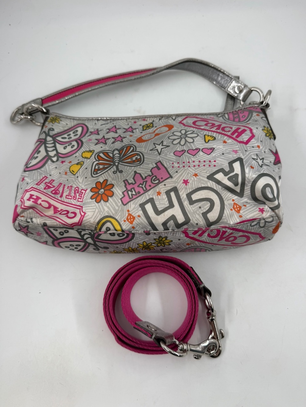 Vtg. Y2K Coach Poppy Signature Graffiti Butterfly Shoulder Bag Purse